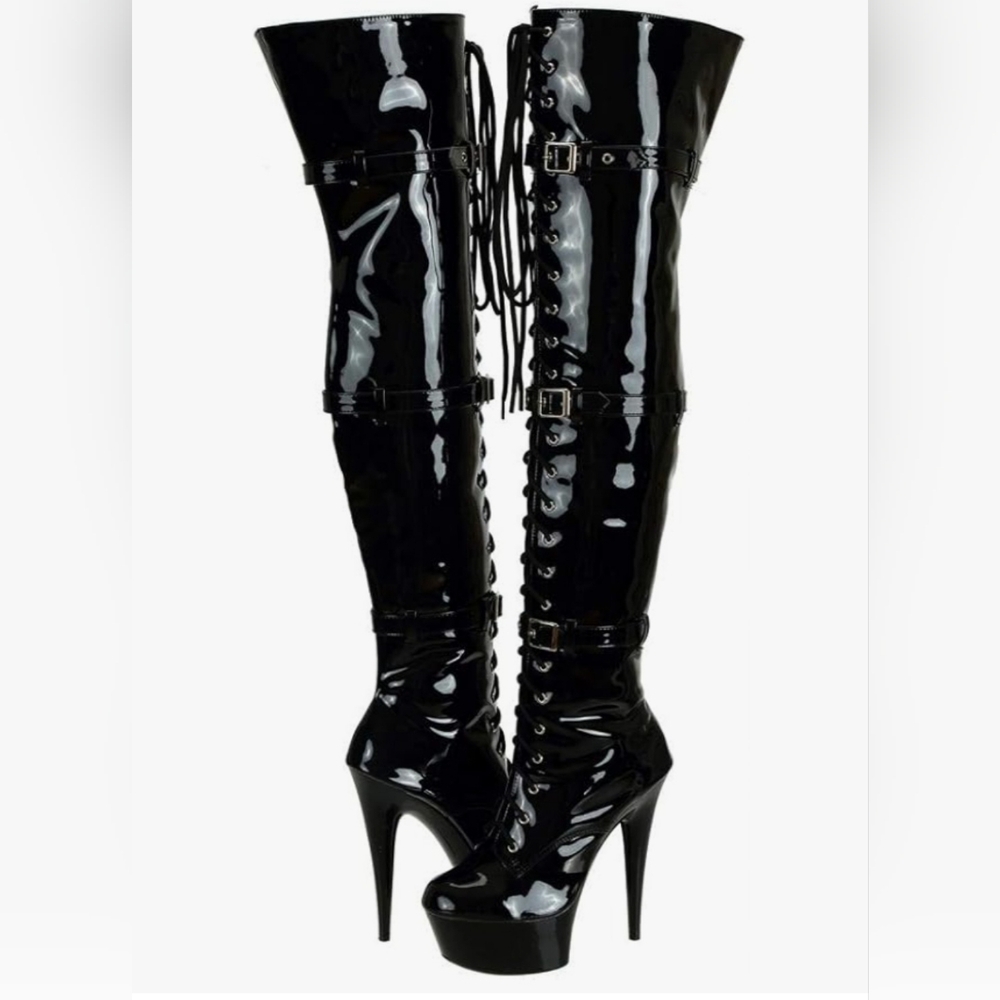 Glossy Black Over the Knee Boots
